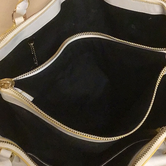 Coach Bags White Leather Coach Purse Trimmed In Yellow Poshmark